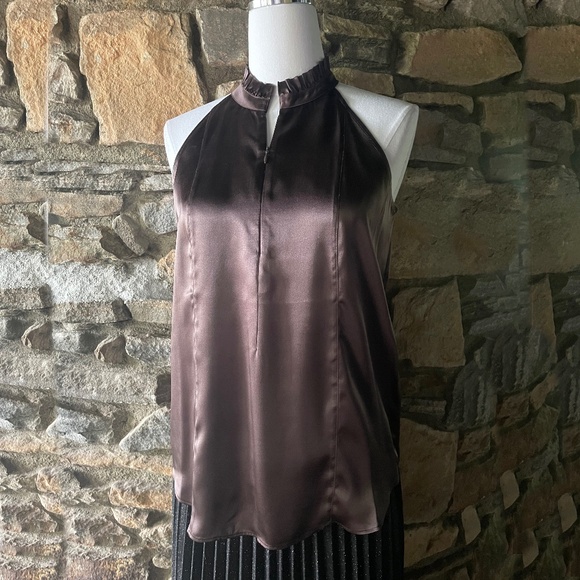 Go> by GoSilk Cutaway Silk Top Deep Brown Java - Picture 3 of 4